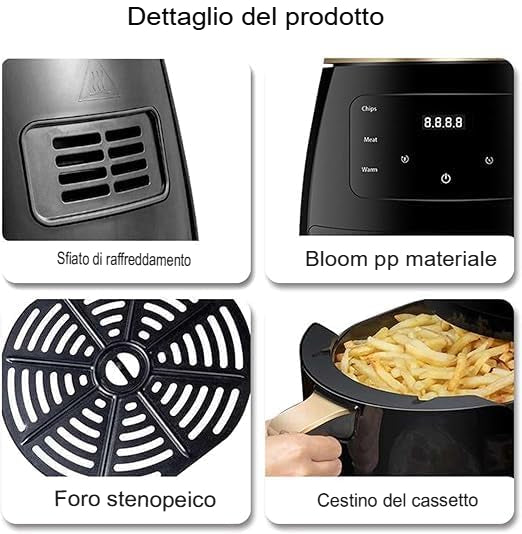 Friggitrice ad aria 8 litri con Display Touch 2400 W
