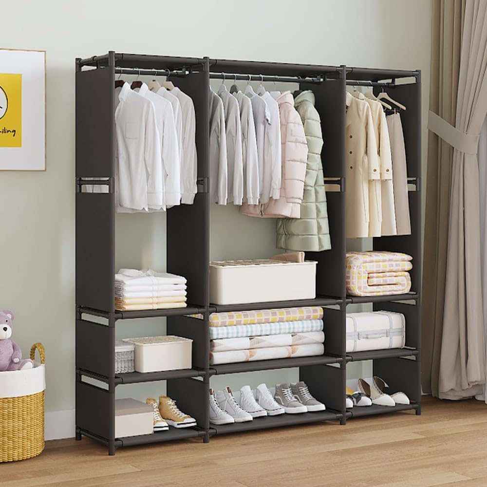 Appendiabiti in Metallo Con Ripiano e Barra, Struttura Multifunzionale 130x36x170 cm per Casa, Camera da Letto, Ingresso, Soggiorno