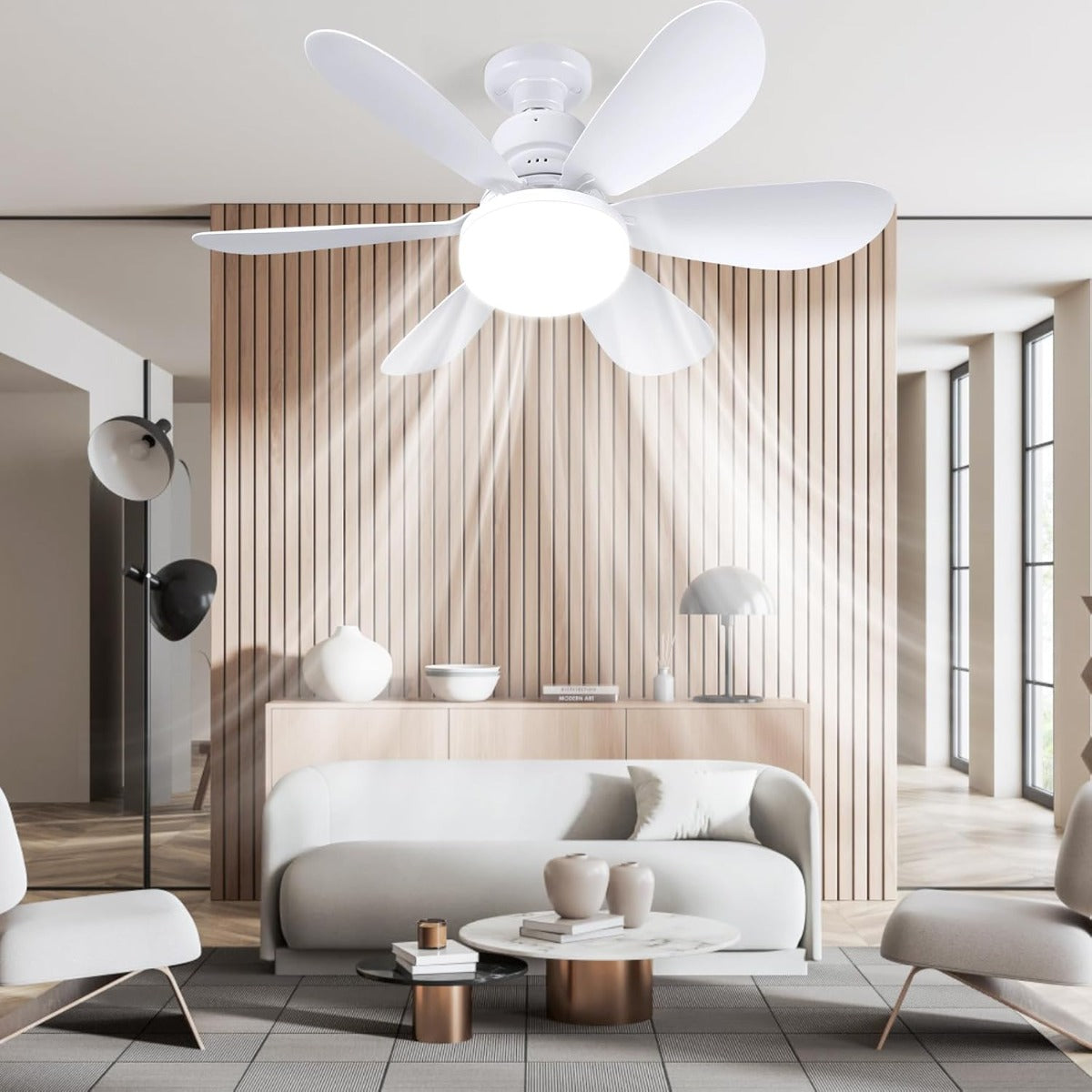 Ventilatore da Soffitto con Luce LED e Telecomando, 3 Velocità, Silenzioso, Dal Design Moderno, Perfetto per Qualsiasi Ambiente della Casa.
