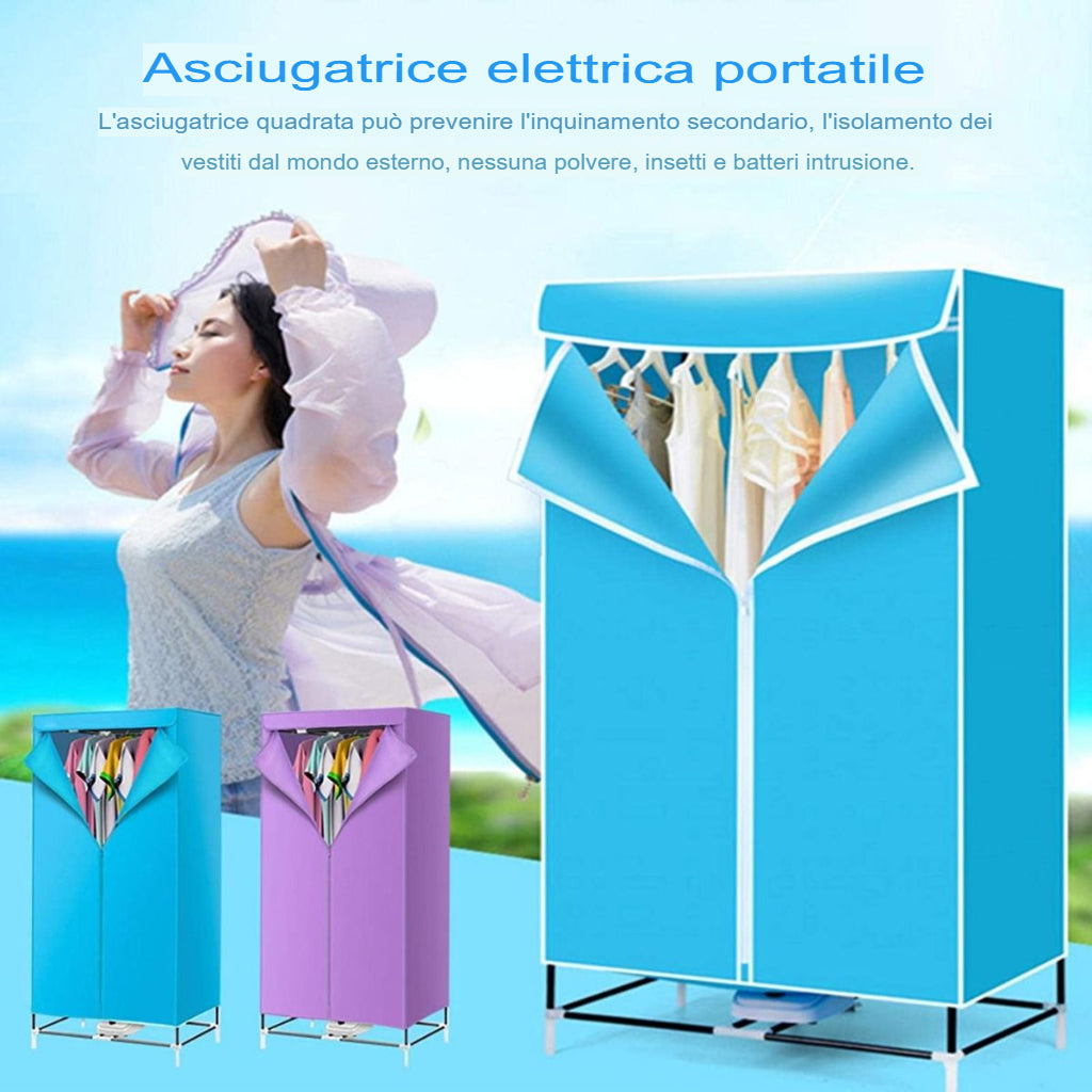 AsciugaBiancheria Box con Timer Ciclo Rapido, Asciugatura veloce 1000W, Facile da Usare e Montare