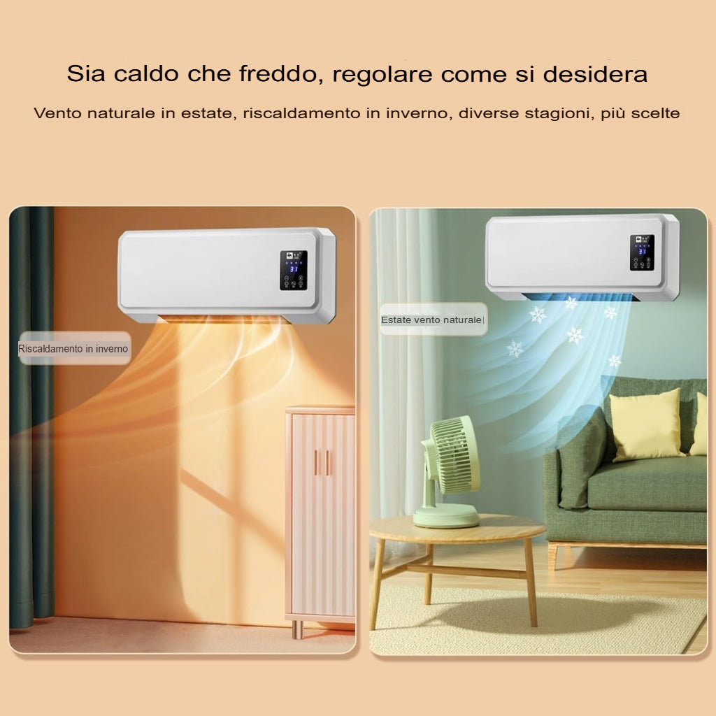Termoventilatore  Elettrico da Parete, Riscaldamento e Ventilazione Rapido, Portatile per una Camera All'Altra, Dotato di Telecomando e Timer Intelligente