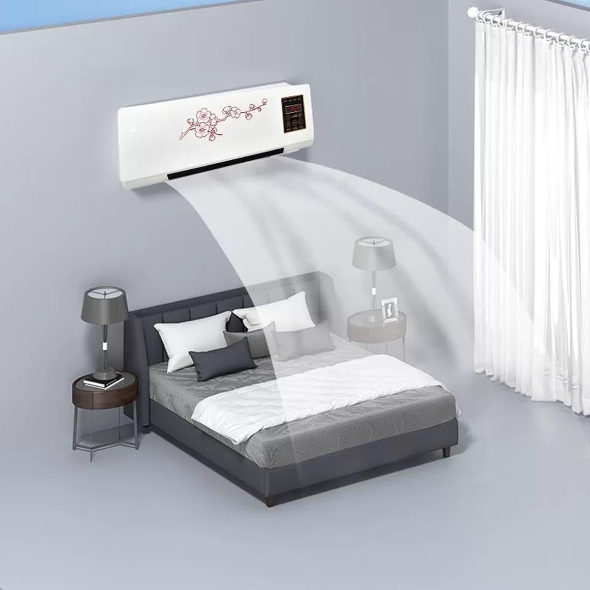 Termoventilatore  Elettrico da Parete, Riscaldamento e Ventilazione Rapido, Portatile per una Camera All'Altra, Dotato di Telecomando e Timer Intelligente