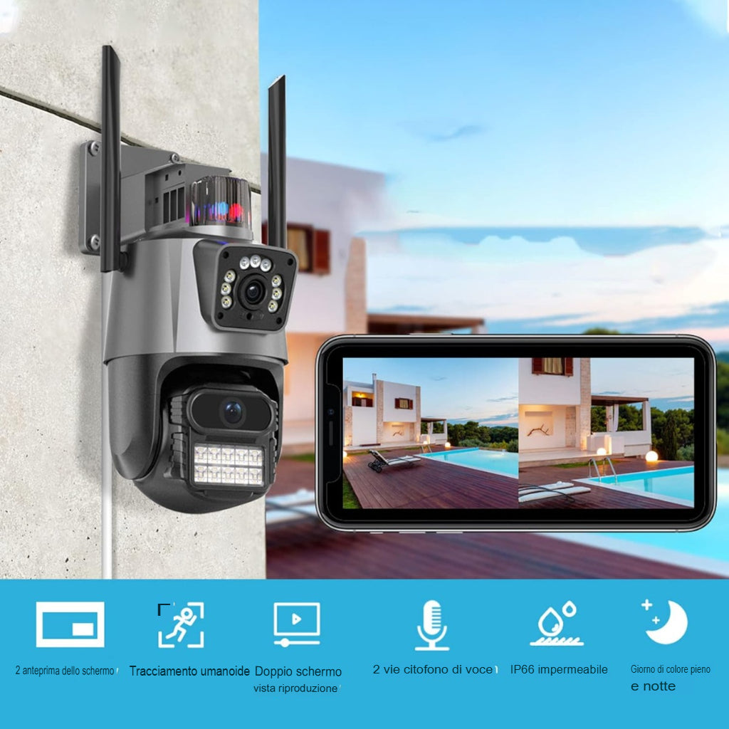 Telecamera di Sicurezza Wireless Esterna 8MP,Full HD, con Visione Notturna a Colori e Audio Bidirezionale