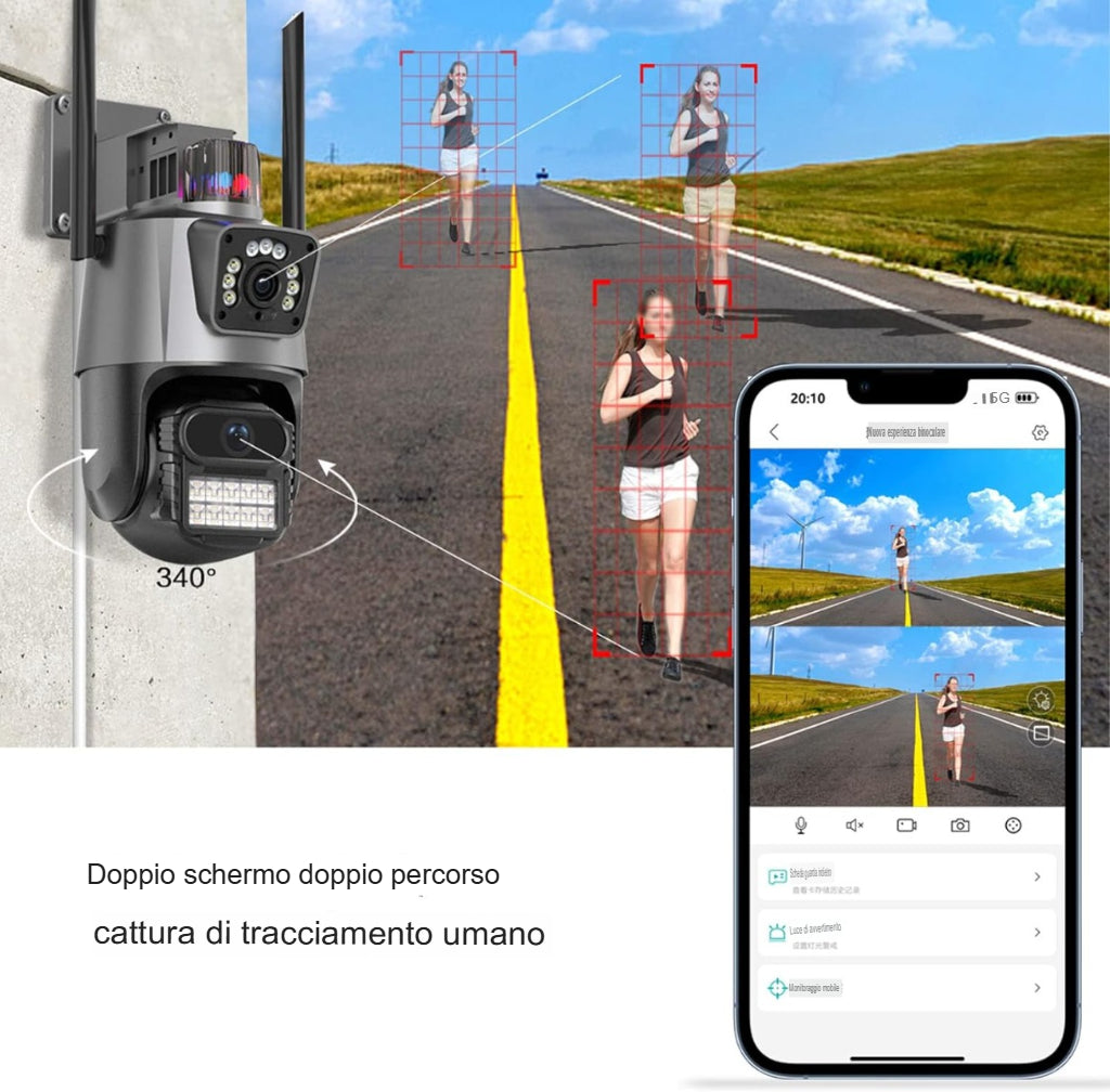 Telecamera di Sicurezza Wireless Esterna 8MP,Full HD, con Visione Notturna a Colori e Audio Bidirezionale