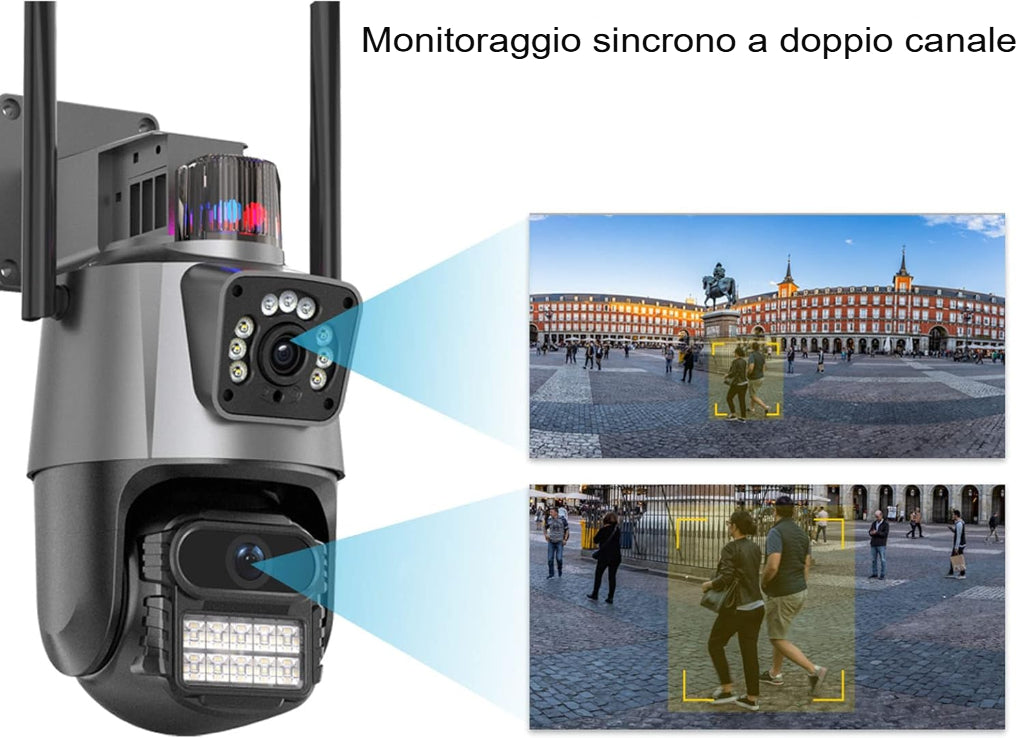 Telecamera di Sicurezza Wireless Esterna 8MP,Full HD, con Visione Notturna a Colori e Audio Bidirezionale
