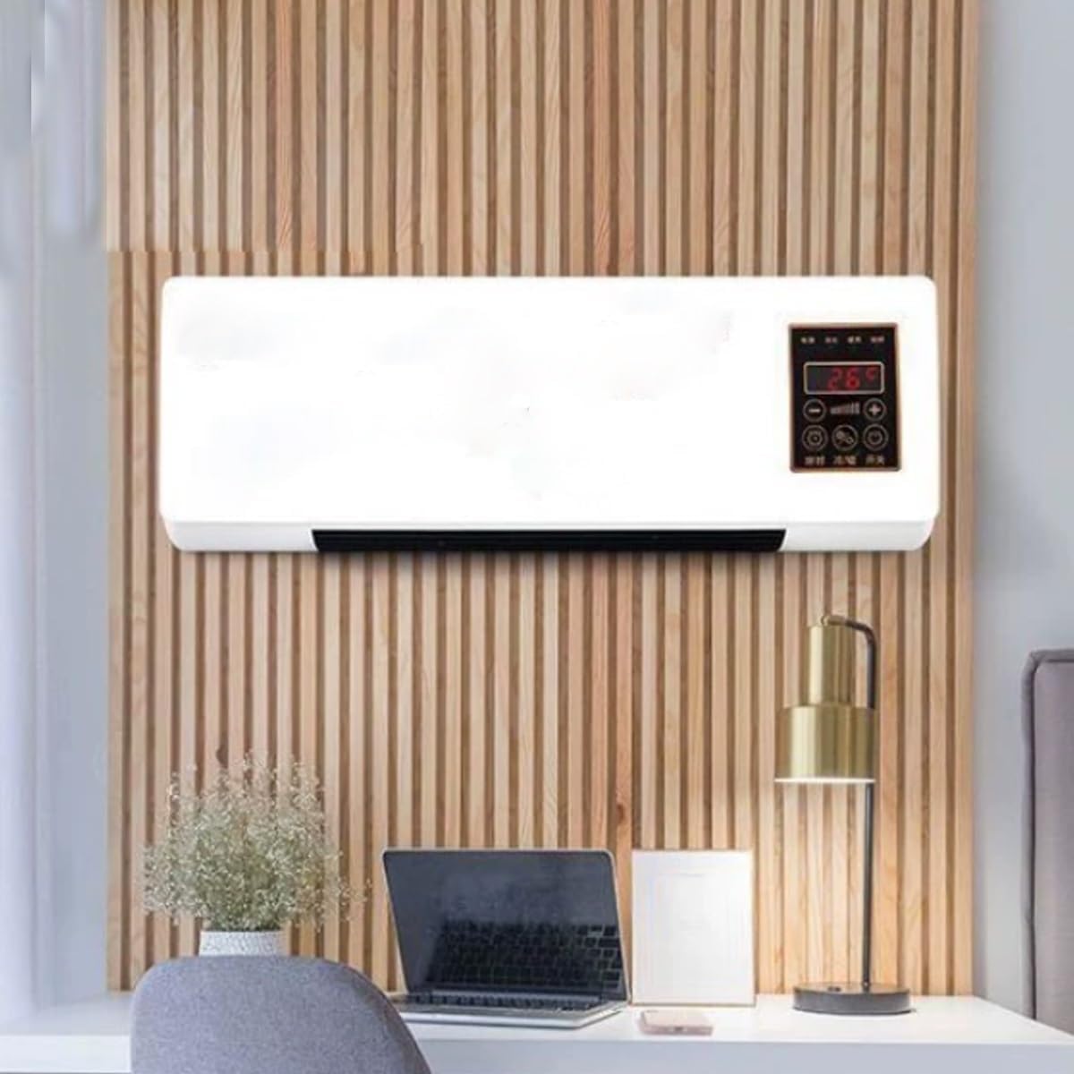 Termoventilatore  Elettrico da Parete, Riscaldamento e Ventilazione Rapido, Portatile per una Camera All'Altra, Dotato di Telecomando e Timer Intelligente